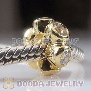 Gold Plated Charm Jewelry 925 Silver Beads with Stone
