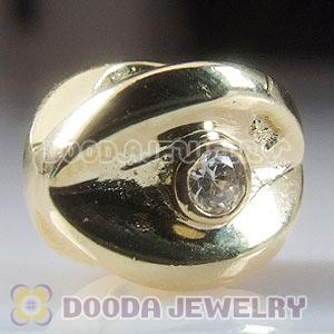 Gold Plated Eye Charms 925 Silver Beads with Clear Stone