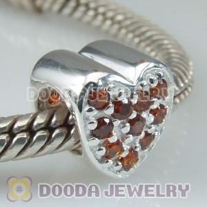 S925 Sterling Silver Charm Jewelry Heart Beads with Stone