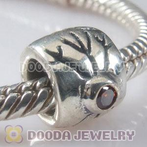 925 Sterling Silver European Snowflake Beads with CZ Stone