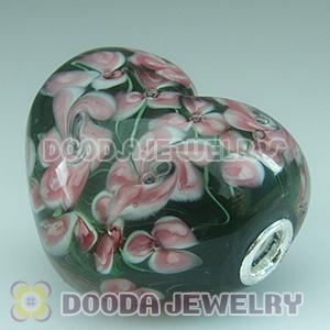 Murano Glass Heart Shape Pendants fit Fashion Jewelry, European Beads, bighole Jewelry Necklace