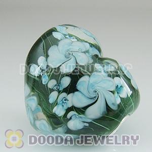 Murano Glass Heart Shape Pendants fit Fashion Jewelry, European Beads, bighole Jewelry Necklace