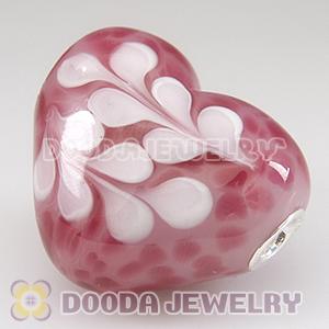 Murano Glass Heart Shape Pendants fit Fashion Jewelry, European Beads, bighole Jewelry Necklace