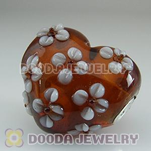 Murano Glass Heart Shape Pendants fit Fashion Jewelry, European Beads, bighole Jewelry Necklace