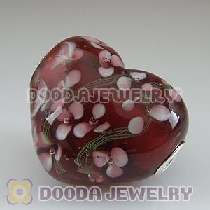 Murano Glass Heart Shape Pendants fit Fashion Jewelry, European Beads, bighole Jewelry Necklace