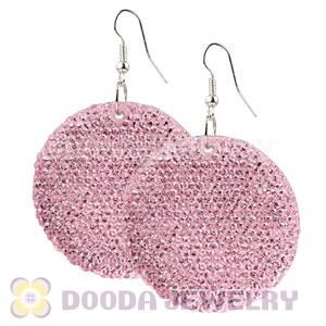 Basketball Wives Pink Crystal Round Bamboo Hoop Earrings Cheap