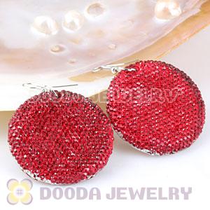 Basketball Wives Red Crystal Round Bamboo Hoop Earrings Cheap