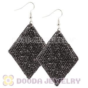 Basketball Wives Black Crystal Diamond Bamboo Hoop Earrings Cheap