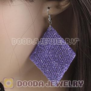 Basketball Wives Lavender Crystal Diamond Bamboo Hoop Earrings Cheap