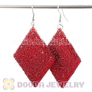 Basketball Wives Red Crystal Diamond Bamboo Hoop Earrings Cheap