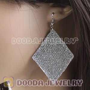 Basketball Wives White Crystal Diamond Bamboo Hoop Earrings Cheap