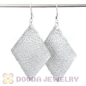 Basketball Wives White Crystal Diamond Bamboo Hoop Earrings Cheap