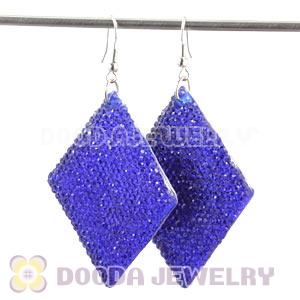 Basketball Wives Blue Crystal Diamond Bamboo Hoop Earrings Cheap