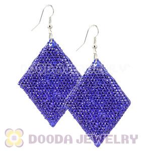 Basketball Wives Blue Crystal Diamond Bamboo Hoop Earrings Cheap