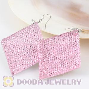Basketball Wives Pink Crystal Diamond Bamboo Hoop Earrings Cheap