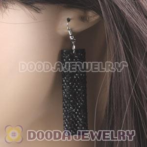 Basketball Wives Black Crystal Bamboo Hoop Earrings Cheap