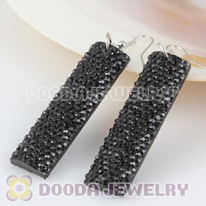 Basketball Wives Black Crystal Bamboo Hoop Earrings Cheap