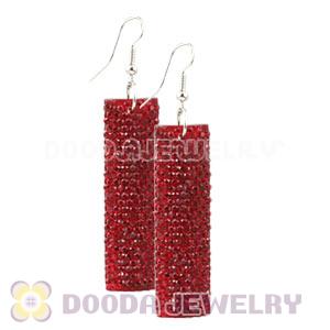 Basketball Wives Red Crystal Bamboo Hoop Earrings Cheap