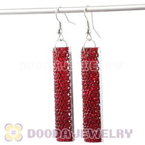 Basketball Wives Red Crystal Bamboo Hoop Earrings Cheap