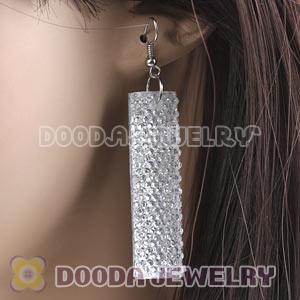 Basketball Wives White Crystal Bamboo Hoop Earrings Cheap