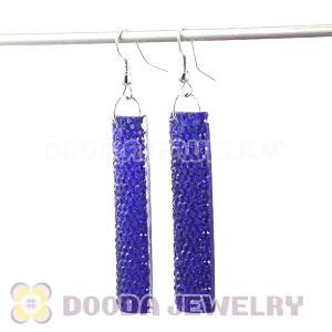 Basketball Wives Blue Crystal Bamboo Hoop Earrings Cheap