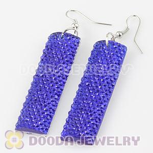 Basketball Wives Blue Crystal Bamboo Hoop Earrings Cheap