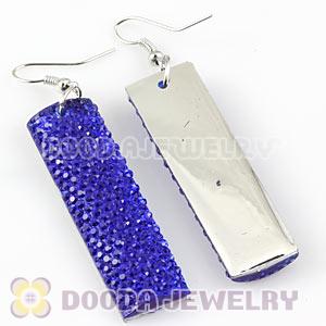 Basketball Wives Blue Crystal Bamboo Hoop Earrings Cheap