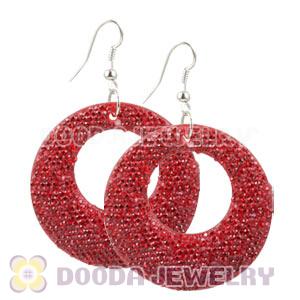 Basketball Wives Red Crystal Circle Bamboo Hoop Earrings Cheap