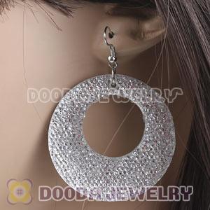 Basketball Wives White Crystal Circle Bamboo Hoop Earrings Cheap