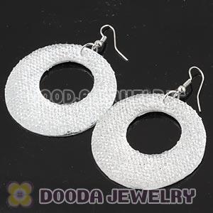 Basketball Wives White Crystal Circle Bamboo Hoop Earrings Cheap