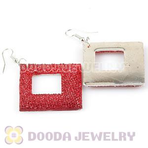 Basketball Wives Red Crystal Diamond Bamboo Hoop Earrings Cheap