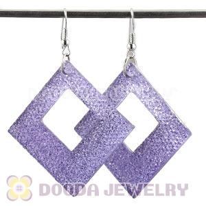 Basketball Wives Lavender Crystal Diamond Bamboo Hoop Earrings Cheap