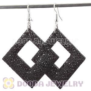 Black Crystal Basketball Wives Diamond Bamboo Hoop Earrings Cheap