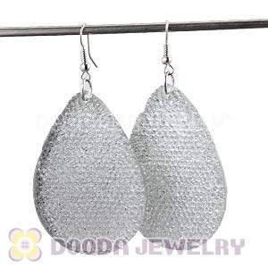 White Crystal Basketball Wives Teardrop Bamboo Hoop Earrings Cheap