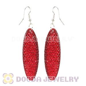Red Crystal Basketball Wives Bamboo Hoop Earrings Cheap
