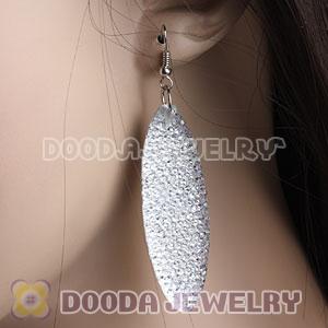 White Crystal Basketball Wives Bamboo Hoop Earrings Cheap