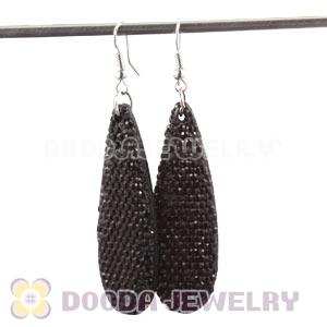 Black Crystal Basketball Wives Bamboo Hoop Earrings Cheap