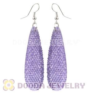 Lavender Crystal Basketball Wives Bamboo Hoop Earrings Cheap