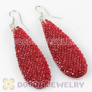 Red Crystal Basketball Wives Bamboo Hoop Earrings Cheap