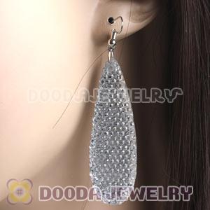 White Crystal Basketball Wives Bamboo Hoop Earrings Cheap