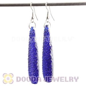 Blue Crystal Basketball Wives Bamboo Hoop Earrings Cheap