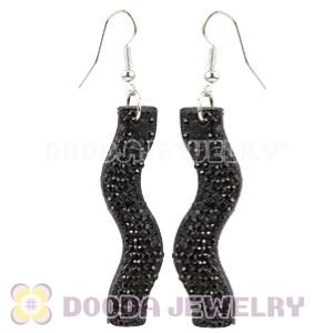 Black Crystal Basketball Wives Bamboo Hoop Earrings Wholesale
