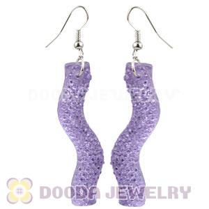 Lavender Crystal Basketball Wives Bamboo Hoop Earrings Wholesale