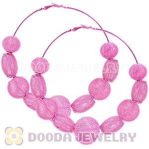 90mm Peach Basketball Wives Mesh Hoop Earrings Wholesale