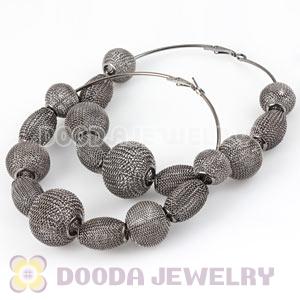 90mm Black Basketball Wives Mesh Hoop Earrings Wholesale