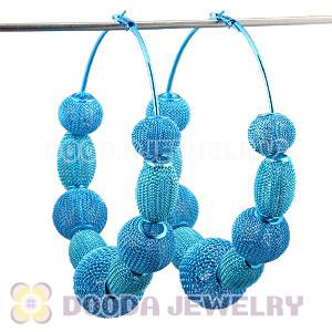 90mm Blue Basketball Wives Mesh Hoop Earrings Wholesale