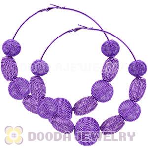 90mm Purple Basketball Wives Mesh Hoop Earrings Wholesale