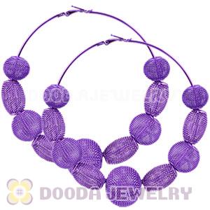 90mm Purple Basketball Wives Mesh Hoop Earrings Wholesale