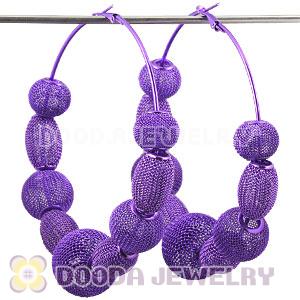 90mm Purple Basketball Wives Mesh Hoop Earrings Wholesale