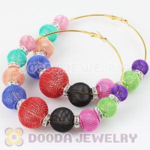 90mm Basketball Wives Mesh Hoop Earrings With Spacer Beads Wholesale